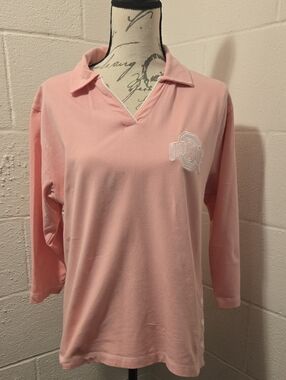 OHIO STATE Logo Athletic Pink Polo Top with White Trim